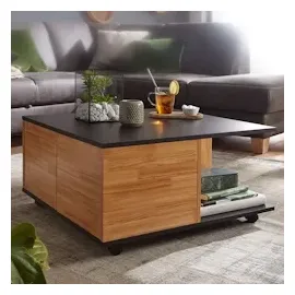 KADIMA DESIGN Design Couchtisch 70x70 Anthrazit/Sandeiche, Wohnzimmertisch in Braun-Schwarz / Gr.: onesize