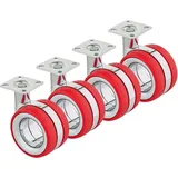 So-tech - sotech Premium Möbelrolle düsseldorf ø 75 mm (Höhe 98,5 mm, Chrom/rot, Montageplatte 47 x 47 mm), 4er Set