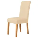 Stuhlhussen aus wasserabweisendem Jacquard für Esszimmer, Küche, Hochzeit, Zuhause, Bankett, Stuhlhussen, schmutzabweisend, Kratzfest, Sitzkoffer-Stil, 3 Beige, 1 Stück