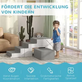Homcom Softbausteine 2er-Set Schaumstoff Bausteine Riesenbausteine Bauklötze Bauspielzeug Schaumstoffblöcke für 1-3 Jahre alt Kinder Kunstleder EPE - Grau