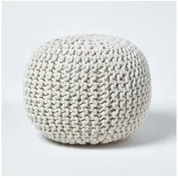 Homescapes Pouf Strickpouf Baumwolle 35 x 40 cm Natur