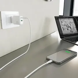 PURO PROLITE 20W USB-A / USB-C Wandladegerät + - Kabel 1.2m Weiß
