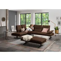 W.Schillig Ecksofa »broadway, Designsofa, toller Sitzkomfort, zeitlos, elegant, L-Form«, Sitztiefenverstellung, Kopfteil- & Seitenteilverstellung, Breite 284cm braun