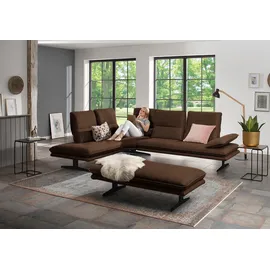 W.Schillig Ecksofa »broadway, Designsofa, toller Sitzkomfort, zeitlos, elegant, L-Form«, Sitztiefenverstellung, Kopfteil- & Seitenteilverstellung, Breite 284cm braun