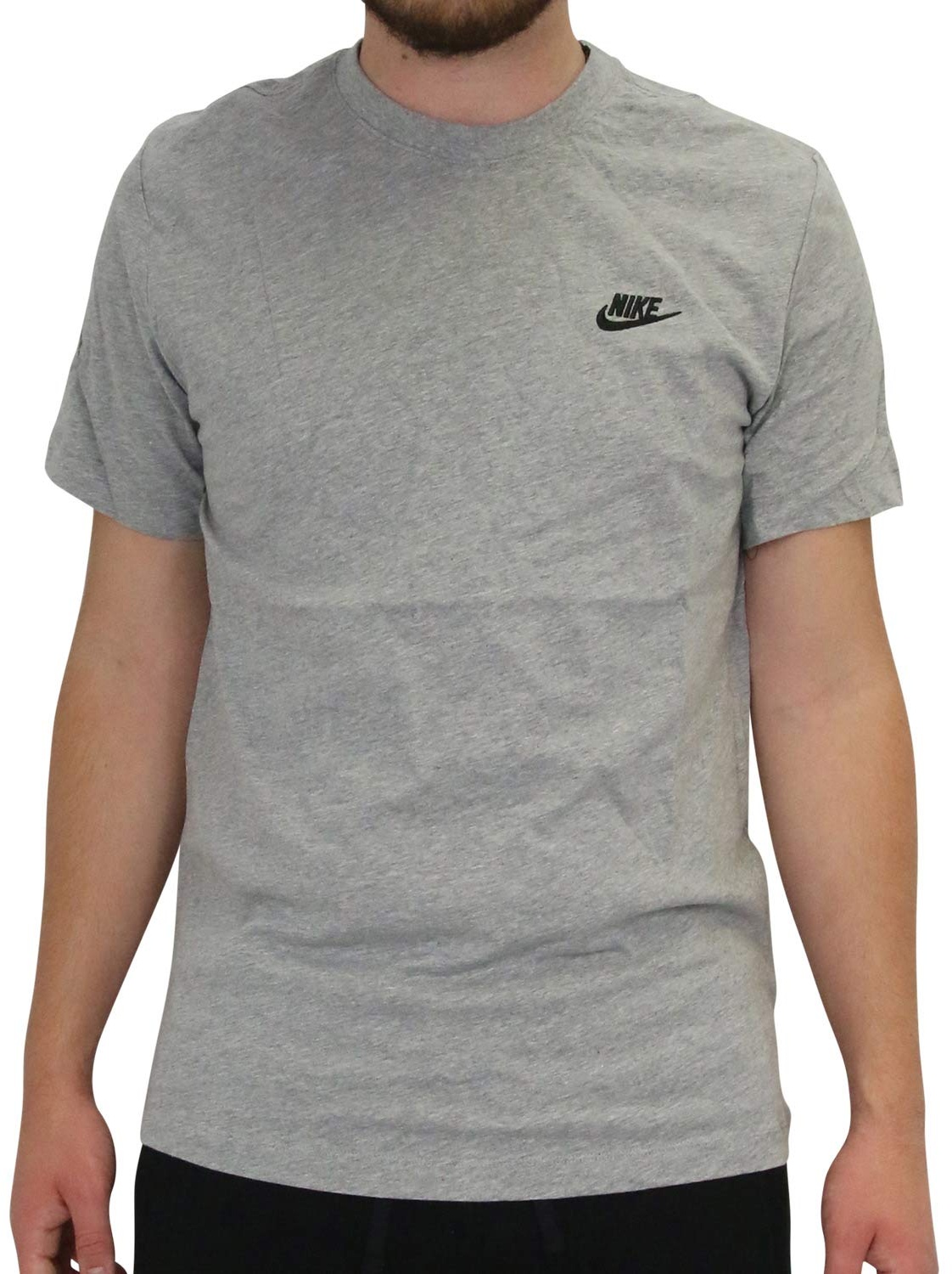 Nike Herren Sportswear Club T-Shirt, Dark Grey Heather/Black, S