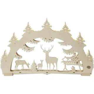 Saico Original 3D-Lichterbogen LED Deko Holz Waldlichtung 52 cm warmweiß