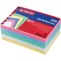 Herlitz Karteikarten, A7 liniert farbig sortiert VE=200 Stück