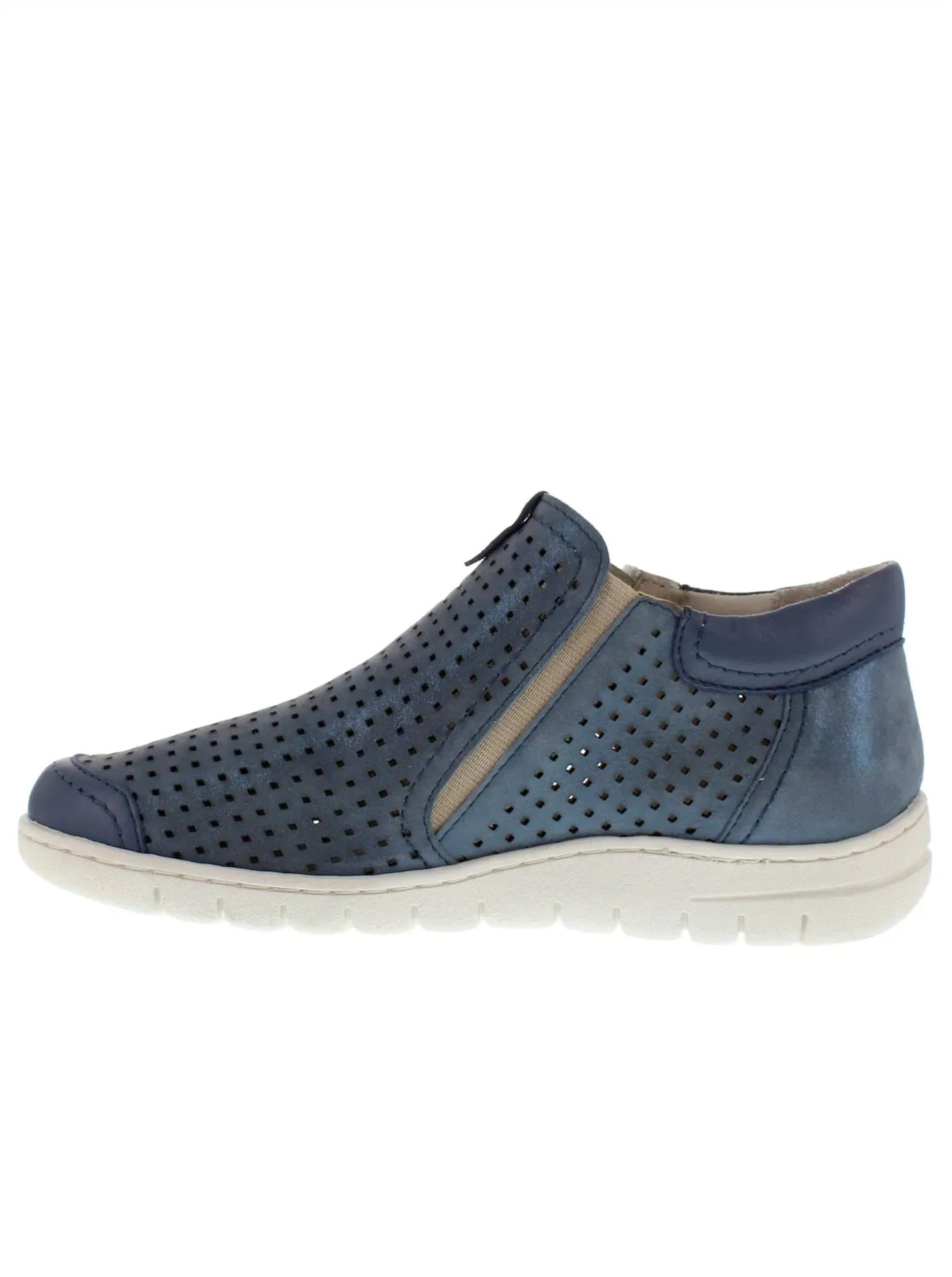 Stiefelette REFLEXAN, Damen, Gr. 42, taubenblau, meliert, Glattleder, Veloursleder, Schuhe Stiefelette