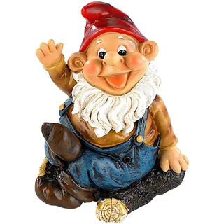 infactory Zwerg: Pfeifender Gartenzwerg Peppi (Gartendeko-Zwerg, Garten, lustige)