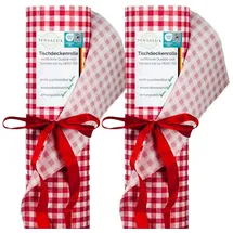 Sensalux Tischdeckenrollen-Set, 2 Stück, stoffähnliches Vlies, Event, Geburtstagsfeier, 1,18m x 25m Karo - weiß-rot