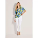 Madeleine Kurzarmbluse mit mediterranem Print Blau 40