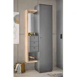 HBZ Garderobenschrank »Frame mit Spiegel, Flurgarderobe BxHxT 80x210x40 cm«, (1 St.), Mit 1 Tür, 1 Kleiderstange, 7 Einlegeböden, Kommode mit 3 Schubkästen, grau