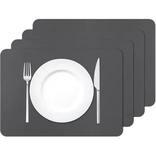 PODOFO Platzset Tischsets Abwaschbar Leder 4er Set für Zuhause Restaurant 43x30 cm, (Anzug) schwarz
