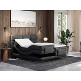 Palacio Boxspringbett mit gestepptem Kopfteil + elektrischem Untergestell mit Relaxfunktion + Matratze + Topper - 2 x 90 x 200 cm - Stoff - Anthrazit - LODI von PALACIO