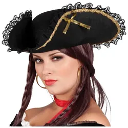 Piratenhut Mit Spitze & Goldverzierung - OS