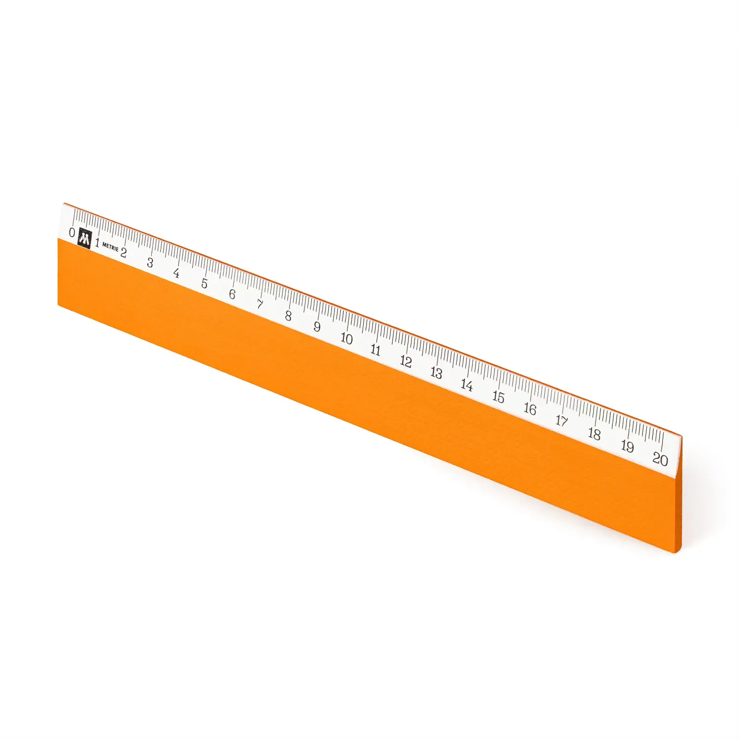 Metrie | Scholar-W20HO Holzlineal hellorange mit weißem Streifen unter der Skala | 20 cm