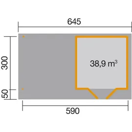 Weka Designhaus 126 B+ 6,45 x 3,77 x 2,47 m grau inkl. Anbau
