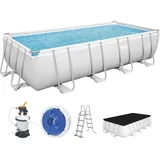 BESTWAY Power Steel Frame Pool Set 488 x 244 x 122 cm inkl. Sandfilteranlage