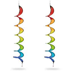 Relaxdays Windspiel, 2er Set, Regenbogen Windspirale, hängend, H x D: 130 x 20 cm, Deko-Windspiel Garten & Balkon, bunt
