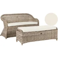 Beliani Gartenbank mit Auflage SUSUA 150 cm mit Ottomane