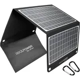 RealPower Solar Ladegerät 22W Faltbares Monokristalline Solarpanel mit USB Anschluss QC 3.0, ETFE wasserdicht, Leicht für Tablet Smartphone Powerbank und Campingreisen