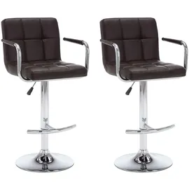 vidaXL Barhocker 2 Stk. höhenverstellbar Braun Kunstleder