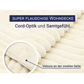 ZOLLNER Kuscheldecke flauschig aus 100% Polyester, 150x200 cm, Weiß