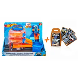 Hot Wheels - City Super Spin Parkhaus mit einem Fahrzeug + Top Trumps