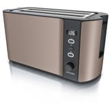 Arendo Toaster, 2 lange Schlitze, für 4 Scheiben, 1500 W, Langschlitz, Brötchenaufsatz, Wärmeisolierendes Gehäuse, Display beige