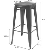 Mendler 4er-Set Barhocker HWC-A73 inkl. Holz-Sitzfläche, Barstuhl Tresenhocker, Metall Industriedesign stapelbar - schwarz