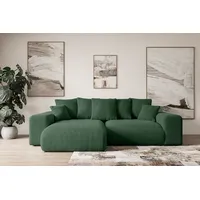 altdecor Ecksofa Cord mit Schlaffunktion 2-Sitzer Grün