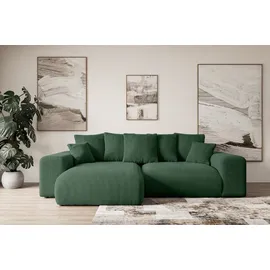 altdecor Ecksofa Cord mit Schlaffunktion 2-Sitzer Grün