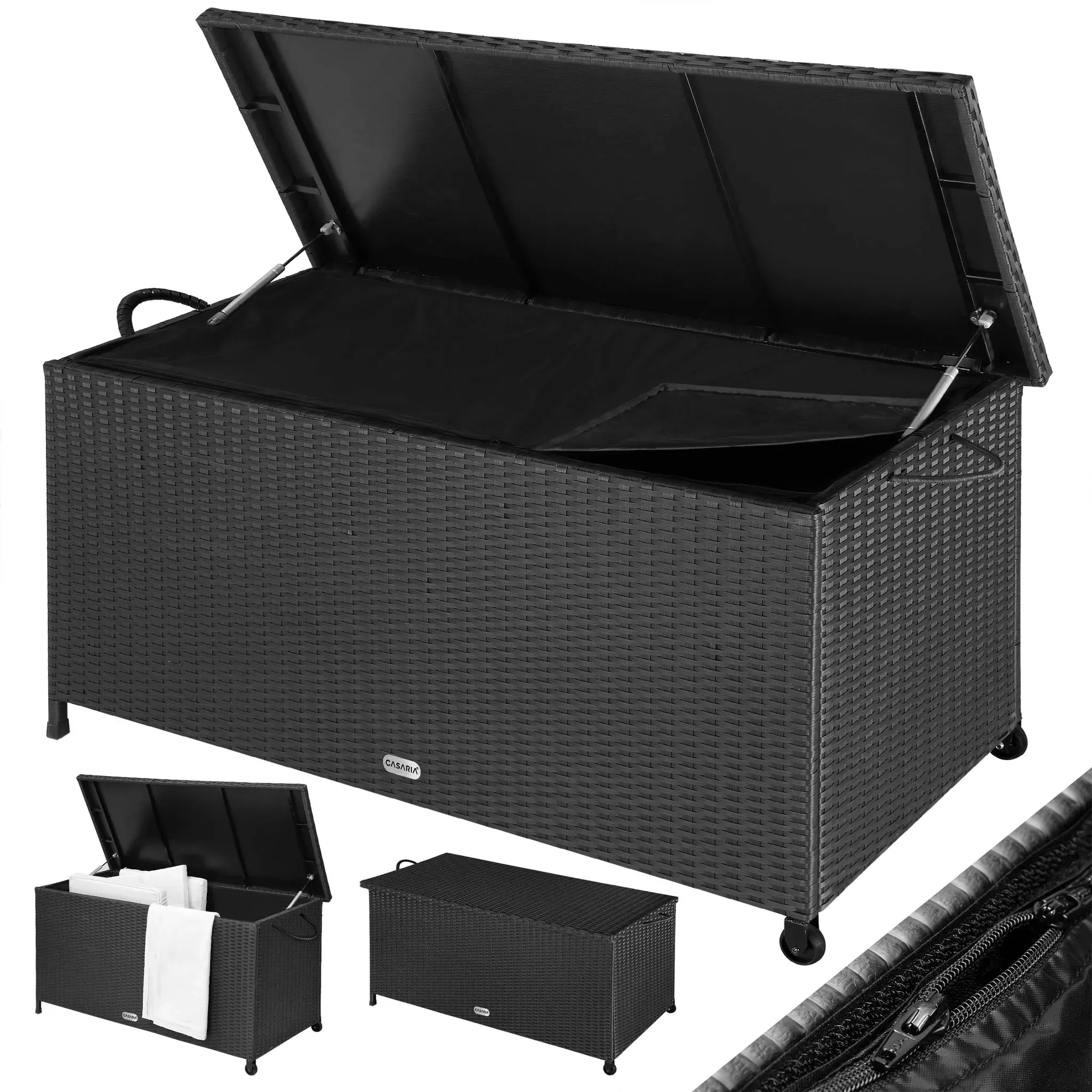 Rattan Garden Storage Box Black 270L