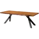 MASSIVMOEBEL24.DE Baumtisch 220 x 76 x 100 cm natur lackiert/anthrazit matt