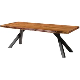 MASSIVMOEBEL24.DE Baumtisch 220 x 76 x 100 cm natur lackiert/anthrazit matt