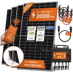 Solarway Balkonkraftwerk 2000W komplett Steckdose - neuester 2000W Wechselrichter - 500W Solarmodule & Envertech & Zubehör