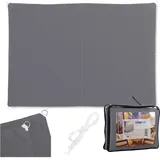 Relaxdays Sonnensegel, 2x3 m, Polyester, wasserdicht, Segeltuch mit Ösen, Spannseilen, Sonnentuch rechteckig, dunkelgrau