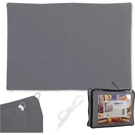 Relaxdays Sonnensegel, 2x3 m, Polyester, wasserdicht, Segeltuch mit Ösen, Spannseilen, Sonnentuch rechteckig, dunkelgrau