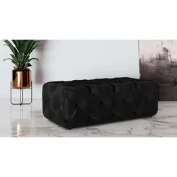 Polsterhocker PLACES OF STYLE "FOLLINA", schwarz, B:130cm H:39cm T:65cm, 100% Polyester, Hocker, Polsterhocker mit klassischer Chesterfield-Knopfheftung