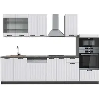 Vicco Küchenzeile Fame-Line 300 cm Weiß Landhaus/Anthrazit