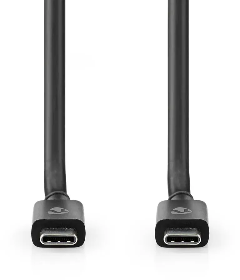 Nedis USB-Kabel - USB 4.0 Gen 2x2 - USB-C Stecker - USB-C Stecker - 240 W - 8K@60Hz - 20 Gbps - Vernickelt - 2.00 m - Rund - PVC - Schwarz - Umschlag