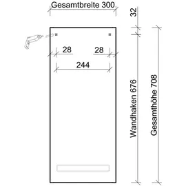 Pelipal Bad-Hängeschrank Serie 4005 Weiß Hochglanz 30 cm