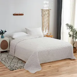 Bestlivings Tagesdecke (Silber) 220x240 cm mit wattierter Zwischenlage, Bettüberwurf - Überwurfdecke, Sommerdecke gesteppt - Steppdecke, Wendedecke