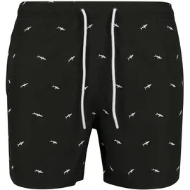 URBAN CLASSICS Embroidery Badeshorts Shark / Black / White 3XL