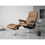 Stressless Relaxsessel STRESSLESS Consul Sessel Gr. Leder BATICK, Cross Base Braun, M, Rela x funktion-Drehfunktion-PlusTMSystem-Gleitsystem-BalanceAdaptTM, B/H/T: 82 cm x 102 cm x 72 cm, braun (latte batick) Lesesessel und Relaxsessel