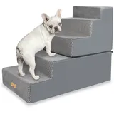 Nepfaivy Hundetreppe für Kleine Hunde 5-Stufig, Hundetreppe Hunderampe für Bett und Sofa aus Hochdichtem Schwamm, Haustiertreppe mit Abnehmbarem, Waschbarem Bezug und Rutschfestem Boden, 76x40x56cm