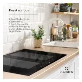 Klarstein Delicatessa 77 Flex Einbaukochfeld Induktion 4 Zonen 7000W Glaskeramik Schwarz