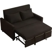 2-Sitzer Schlafsofa, 3-in-1 umwandelbares Sofa mit ausziehbarem Bett, Set aus Cordstoff mit verstellbarer Rückenlehne & Seitentaschen, für Wohnzimmer, Gästezimmer, Apartment, Schwarz