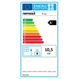 Nemaxx P12 Pelletofen Pelletkamin Pelletkaminofen 12 kW Kaminofen Heizofen Ofen Kamin Pelletheizung Heizung Heizgerät Kaminheizung Pellets, Schwarz