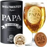 KEZKALS Geschenke für Männer, Bierglas mit Gravur, Vatertagsgeschenk für Papa, Geschenk Vatertag, Personalisierte Beste Papa Geschenk, Geburtstagsgeschenk für Männer, Weihnachtsgeschenke Männer/Papa